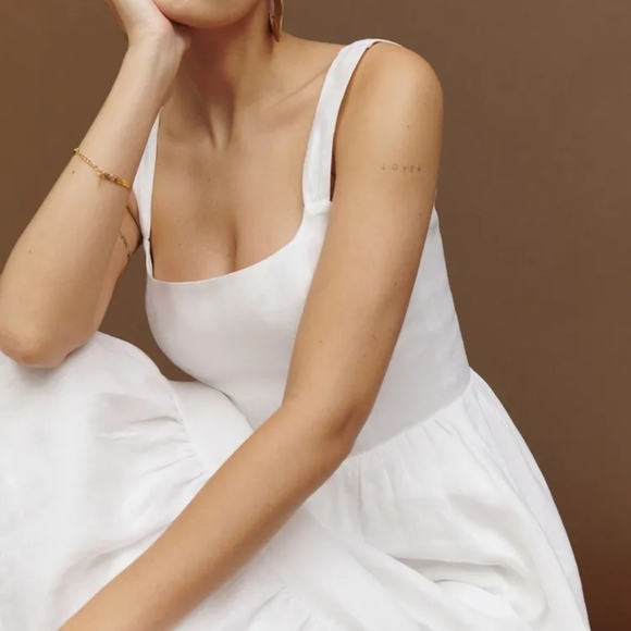 Reformation Bucatini Linen Dress in White size 10 - Picture 4 of 11
